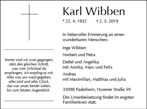 Erinnerungsbild für Karl Wibben