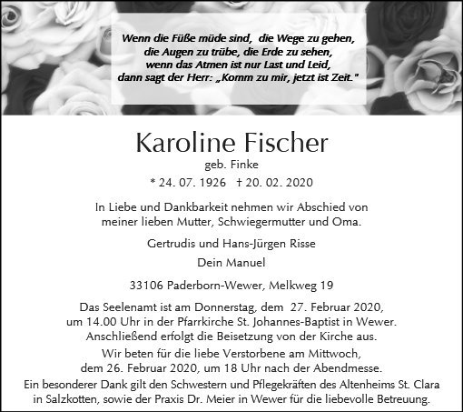 Erinnerungsbild für Karoline Fischer