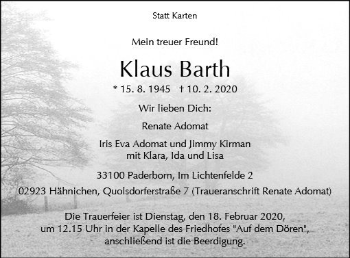 Erinnerungsbild für Klaus Barth