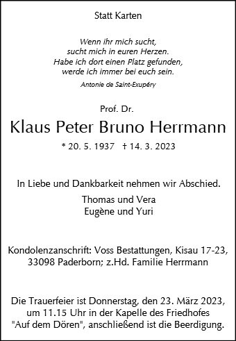 Erinnerungsbild für Prof. Dr. Klaus Herrmann