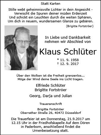Erinnerungsbild für Klaus Schlüter
