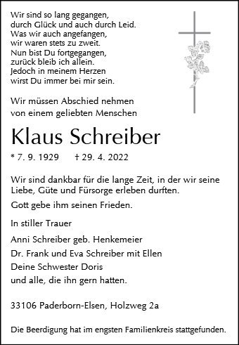 Erinnerungsbild für Klaus Schreiber