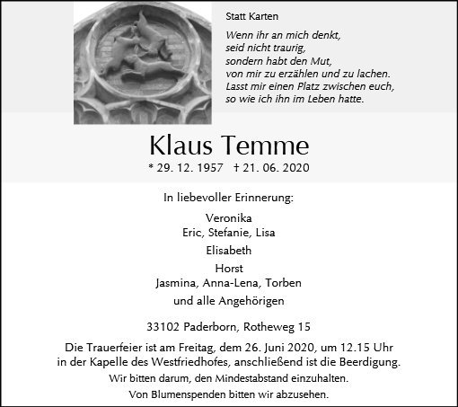 Erinnerungsbild für Klaus Temme