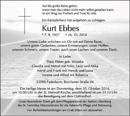 Erinnerungsbild für Kurt Ebbes
