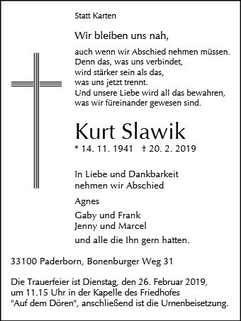 Erinnerungsbild für Kurt Slawik