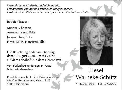 Erinnerungsbild für Liesel Warneke-Schütz