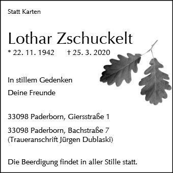 Erinnerungsbild für Lothar Zschuckelt