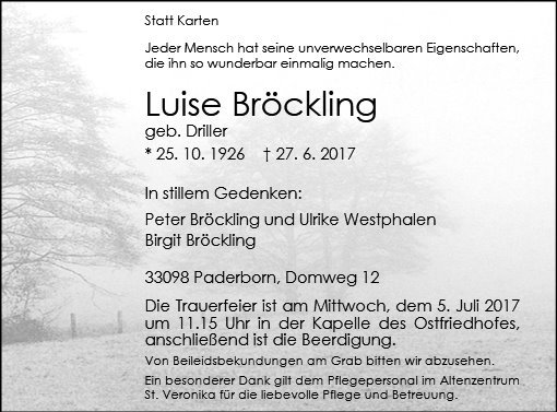 Erinnerungsbild für Luise Bröckling