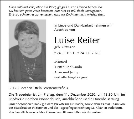 Erinnerungsbild für Luise Reiter