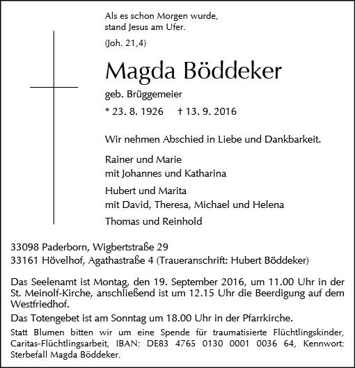 Erinnerungsbild für Magda Böddeker