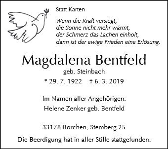 Erinnerungsbild für Magdalena Bentfeld