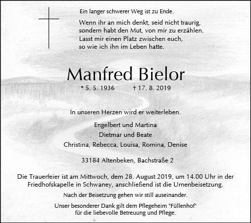Erinnerungsbild für Manfred Bielor