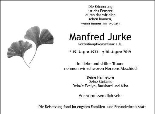 Erinnerungsbild für Manfred Jurke