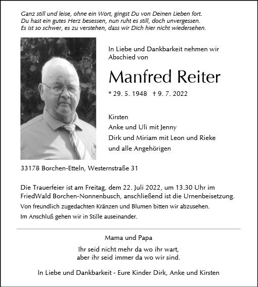 Erinnerungsbild für Manfred Reiter