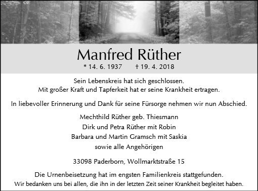 Erinnerungsbild für Manfred Rüther