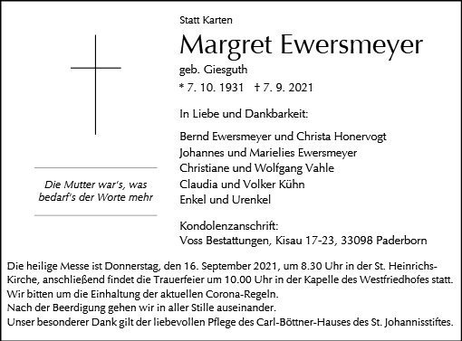 Erinnerungsbild für Margret Ewersmeyer