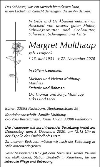 Erinnerungsbild für Margret Multhaup