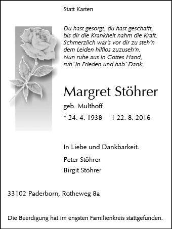 Erinnerungsbild für Margret Stöhrer