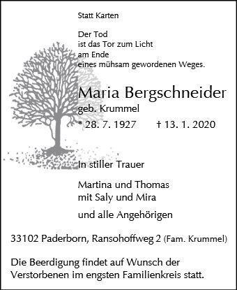 Erinnerungsbild für Maria Bergschneider