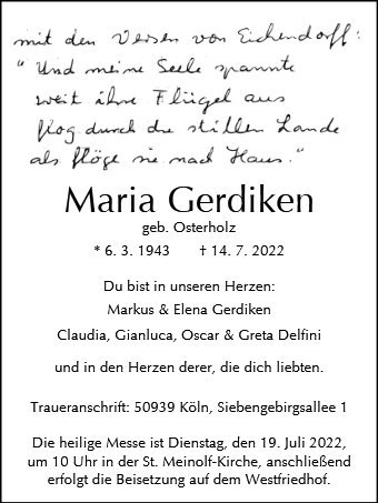 Erinnerungsbild für Maria Gerdiken