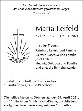 Erinnerungsbild für Maria Leifeld