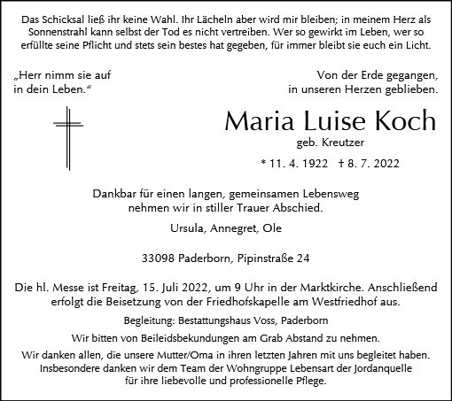Erinnerungsbild für Maria Luise Koch