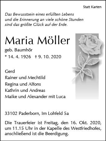 Erinnerungsbild für Maria Möller