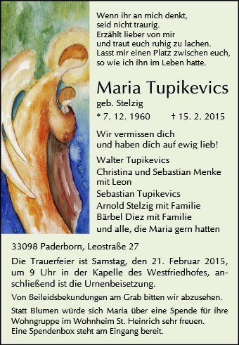 Erinnerungsbild für Maria Tupikevics