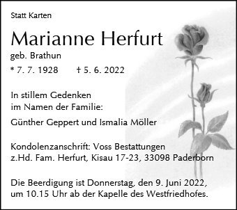 Erinnerungsbild für Marianne Herfurt