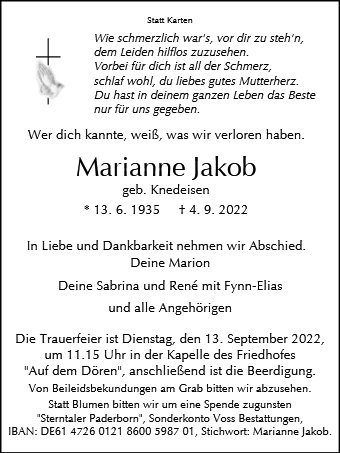 Erinnerungsbild für Marianne Jakob