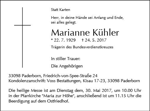 Erinnerungsbild für Marianne Kühler
