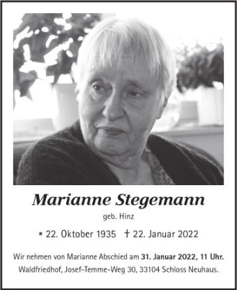 Erinnerungsbild für Marianne Stegemann