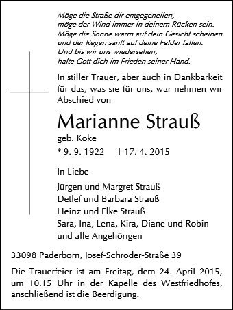 Erinnerungsbild für Marianne Strauß