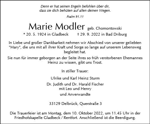 Erinnerungsbild für Marie Modler