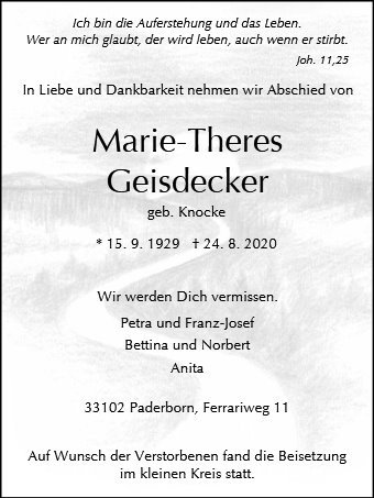 Erinnerungsbild für Marie-Theres Geisdecker