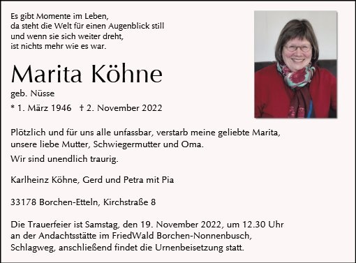 Erinnerungsbild für Marita Köhne