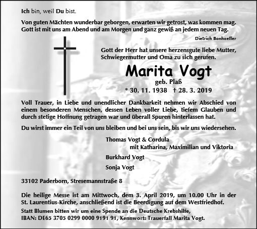 Erinnerungsbild für Marita Vogt