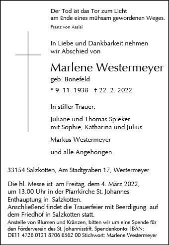 Erinnerungsbild für Marlene Westermeyer