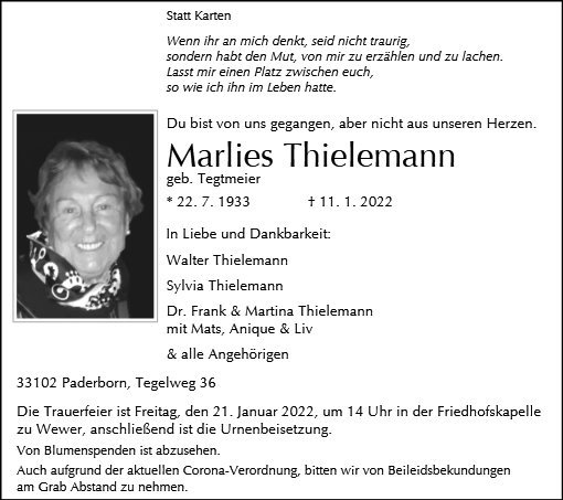Erinnerungsbild für Marlies Thielemann