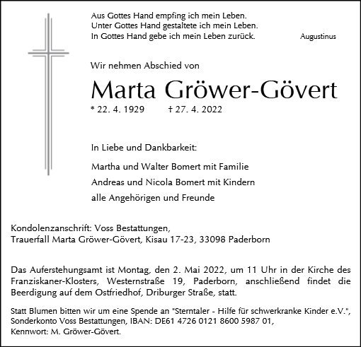 Erinnerungsbild für Marta Gröwer-Gövert