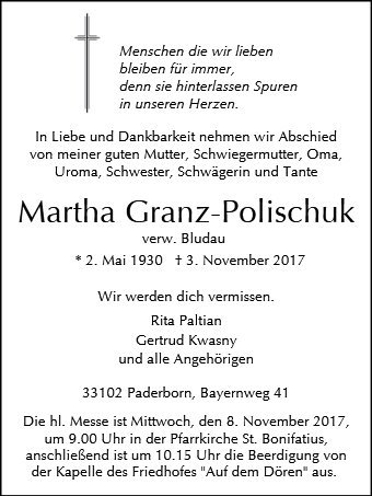 Erinnerungsbild für Martha Granz-Polischuk
