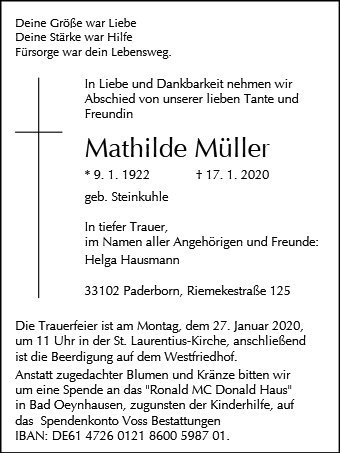 Erinnerungsbild für Mathilde Müller