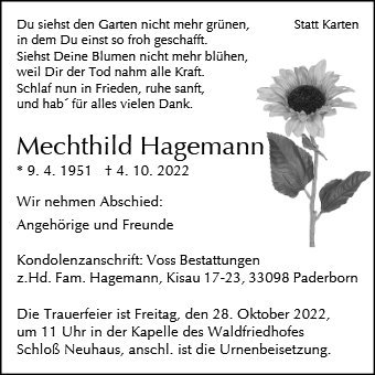 Erinnerungsbild für Mechthild Hagemann