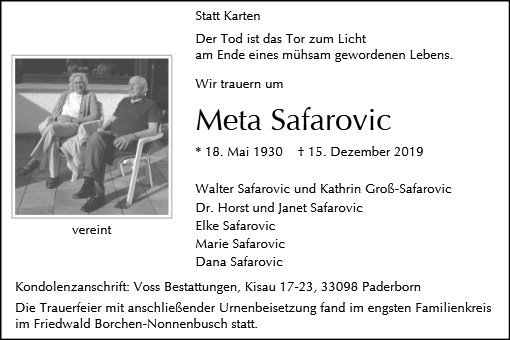 Erinnerungsbild für Meta Safarovic