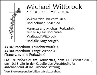 Erinnerungsbild für Michael Wittbrock