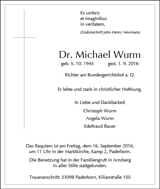 Erinnerungsbild für Dr. Michael Wurm