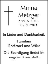Erinnerungsbild für Minna Metzger