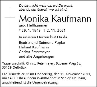 Erinnerungsbild für Monika Kaufmann