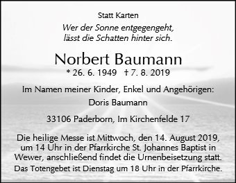Erinnerungsbild für Norbert Baumann