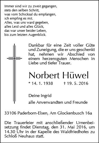 Erinnerungsbild für Norbert Hüwel